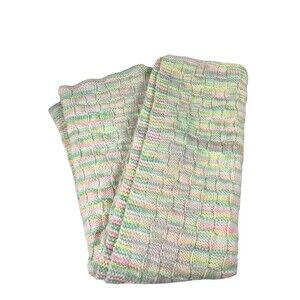 Vintage‎ Handmade Crochet Baby Blanket Pastel 33x33